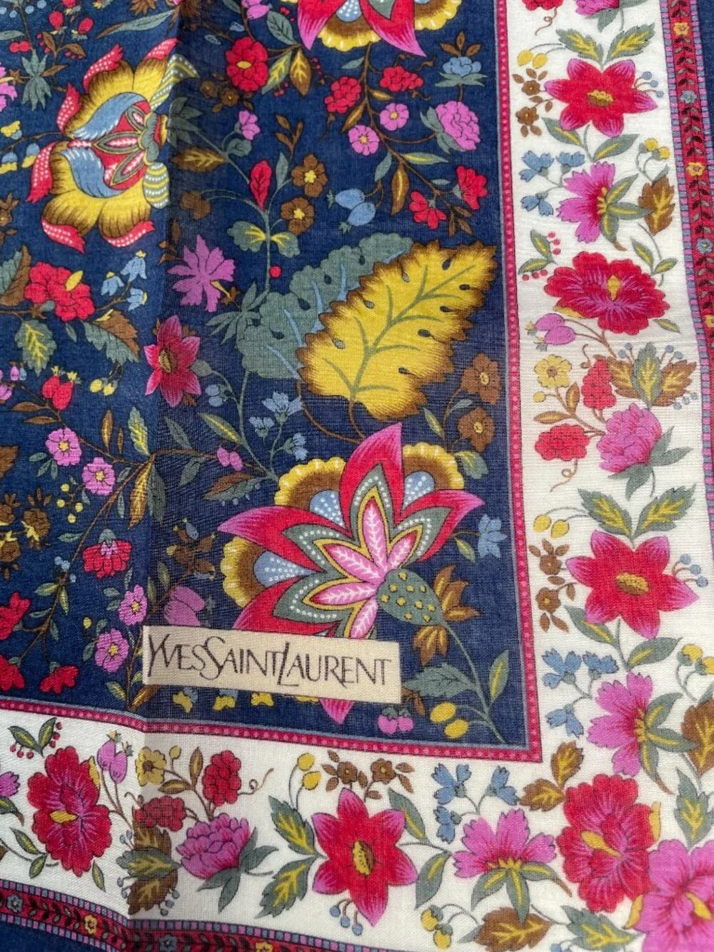 Vintage Yves Saint Laurent Floral Cotton Scarf